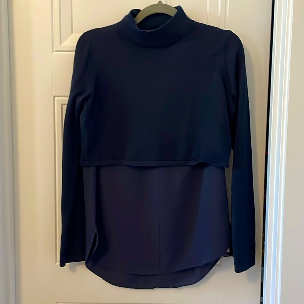 Elie Tahari Knit Crop Mock Turtleneck Over Camisole